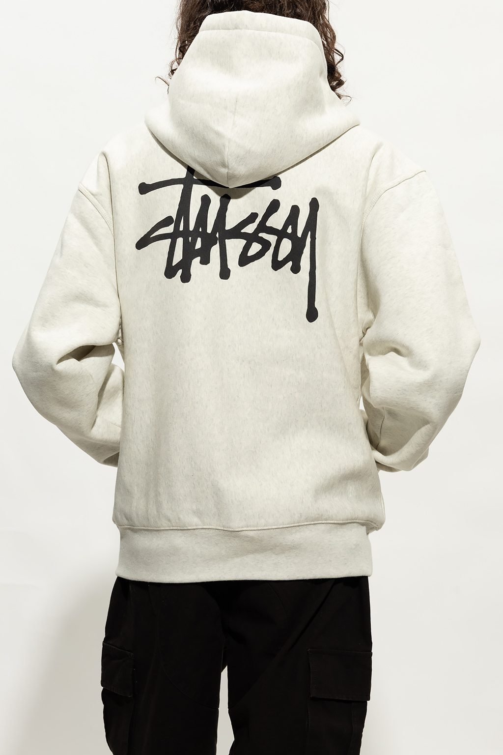 stussy basic hoodie ash heather